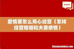 怎样经营婚姻和夫妻感情 爱情要怎么用心经营