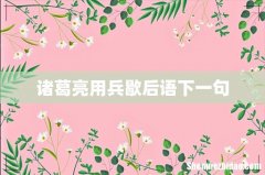 诸葛亮用兵歇后语下一句