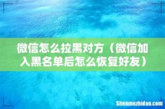 微信加入黑名单后怎么恢复好友 微信怎么拉黑对方