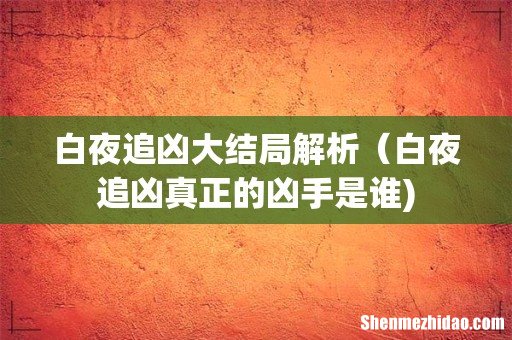白夜追凶大结局解析（白夜追凶真正的凶手是谁)