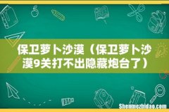 保卫萝卜沙漠9关打不出隐藏炮台了 保卫萝卜沙漠