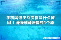 满信号网速慢的4个原因 手机网速突然变慢是什么原因