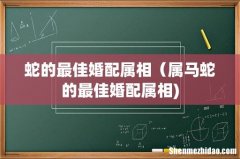 蛇的最佳婚配属相（属马蛇的最佳婚配属相)