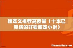 十本已完结的好看甜宠小说 甜宠文推荐高质量