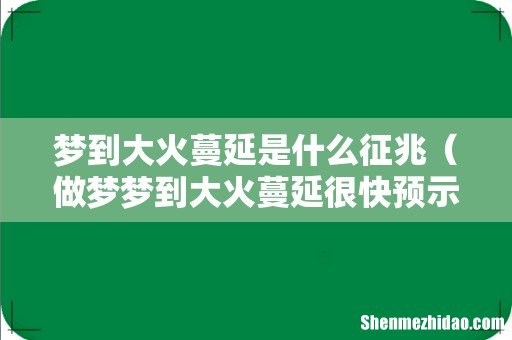 做梦梦到大火蔓延很快预示着什么 梦到大火蔓延是什么征兆