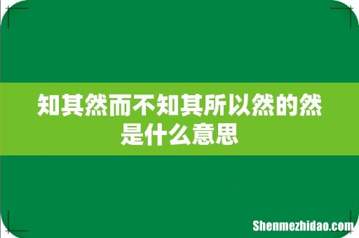 知其然而不知其所以然的然是什么意思