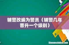 辅警几年晋升一个级别 辅警改编为警员