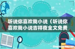 听说你喜欢我小说（听说你喜欢我小说吉祥夜全文免费阅读)