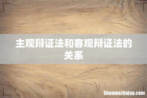 主观辩证法和客观辩证法的关系