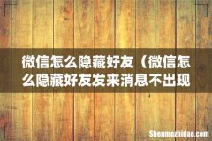 微信怎么隐藏好友（微信怎么隐藏好友发来消息不出现在聊天列表里)