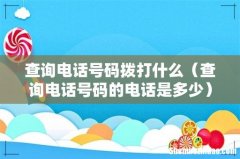 查询电话号码的电话是多少 查询电话号码拨打什么