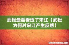武松为何对宋江产生反感 武松最后看透了宋江