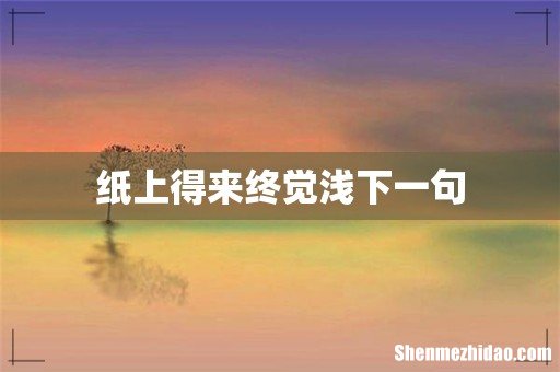 纸上得来终觉浅下一句