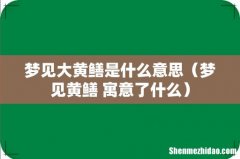 梦见黄鳝 寓意了什么 梦见大黄鳝是什么意思