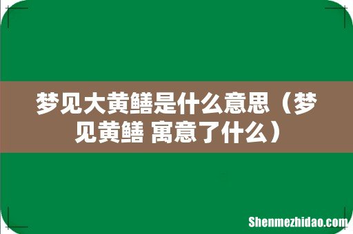 梦见黄鳝 寓意了什么 梦见大黄鳝是什么意思