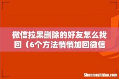 6个方法悄悄加回微信好友 微信拉黑删除的好友怎么找回