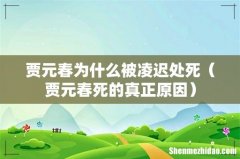 贾元春死的真正原因 贾元春为什么被凌迟处死