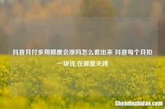 抖音月付多用额度会涨吗怎么套出来 抖音每个月扣一块钱,在哪里关闭