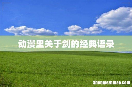 动漫里关于剑的经典语录