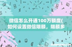 如何设置微信限额，限额多少钱？ 微信怎么开通100万额度
