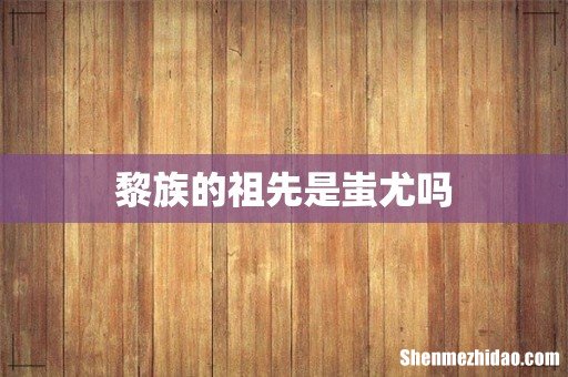黎族的祖先是蚩尤吗