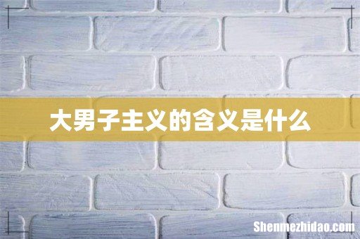 大男子主义的含义是什么