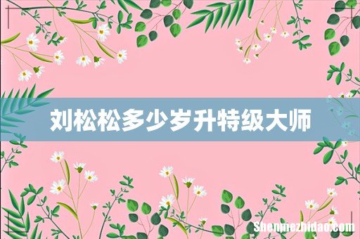 刘松松多少岁升特级大师