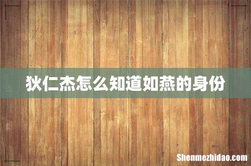 狄仁杰怎么知道如燕的身份