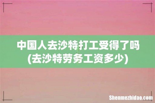 去沙特劳务工资多少 中国人去沙特打工受得了吗