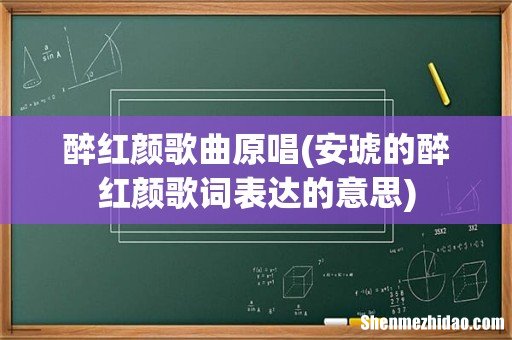 安琥的醉红颜歌词表达的意思 醉红颜歌曲原唱