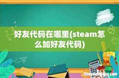 steam怎么加好友代码 好友代码在哪里