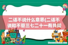 二话不说和不管三七二十一有共同意思吗？ 二话不说什么意思
