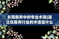 退土在服务行业的术语是什么 东莞服务中的专业术语