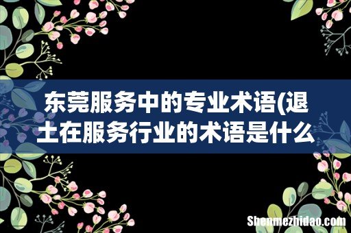 退土在服务行业的术语是什么 东莞服务中的专业术语