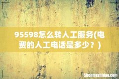 电费的人工电话是多少？ 95598怎么转人工服务