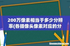 各摄像头像素对应的分辨率 200万像素相当于多少分辨率