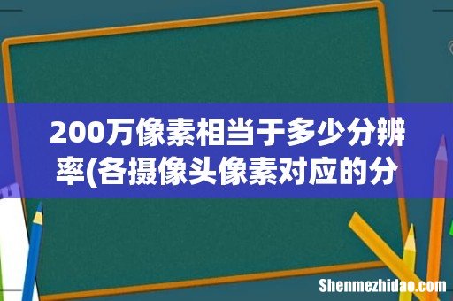 各摄像头像素对应的分辨率 200万像素相当于多少分辨率