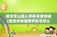 查顺丰快递用手机号怎么查 顺丰怎么输入手机号查快递