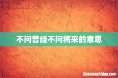 不问曾经不问将来的意思