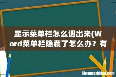 Word菜单栏隐藏了怎么办？有什么办法显示吗？ 显示菜单栏怎么调出来