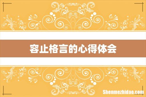 容止格言的心得体会