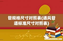 通风管道标准尺寸对照表 管规格尺寸对照表