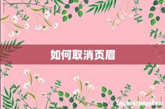如何取消页眉
