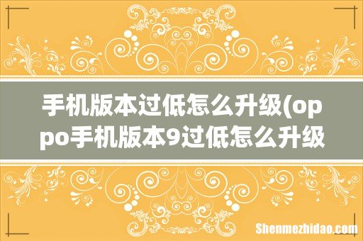 oppo手机版本9过低怎么升级系统? 手机版本过低怎么升级