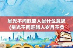 星光不问赶路人岁月不负有心人是什么意思？ 星光不问赶路人是什么意思