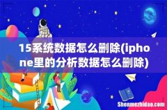 iphone里的分析数据怎么删除 15系统数据怎么删除