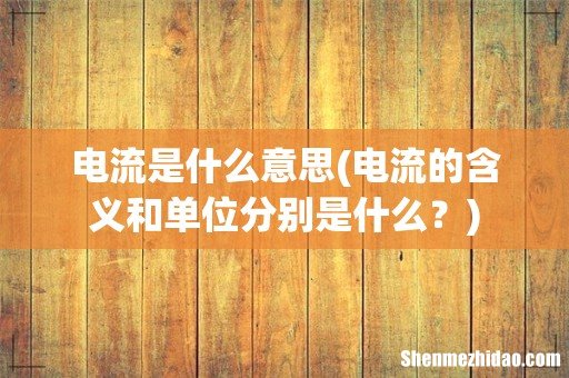 电流的含义和单位分别是什么? 电流是什么意思