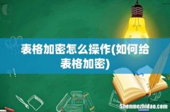 如何给表格加密 表格加密怎么操作