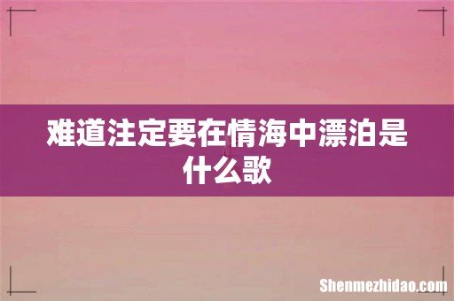 难道注定要在情海中漂泊是什么歌