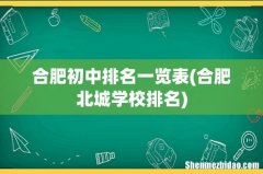 合肥北城学校排名 合肥初中排名一览表